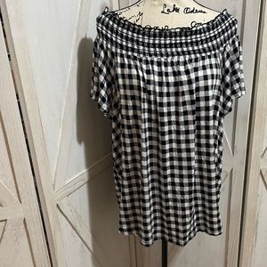 Lane bryant EUC gingham off shoulder swing tee 18/20